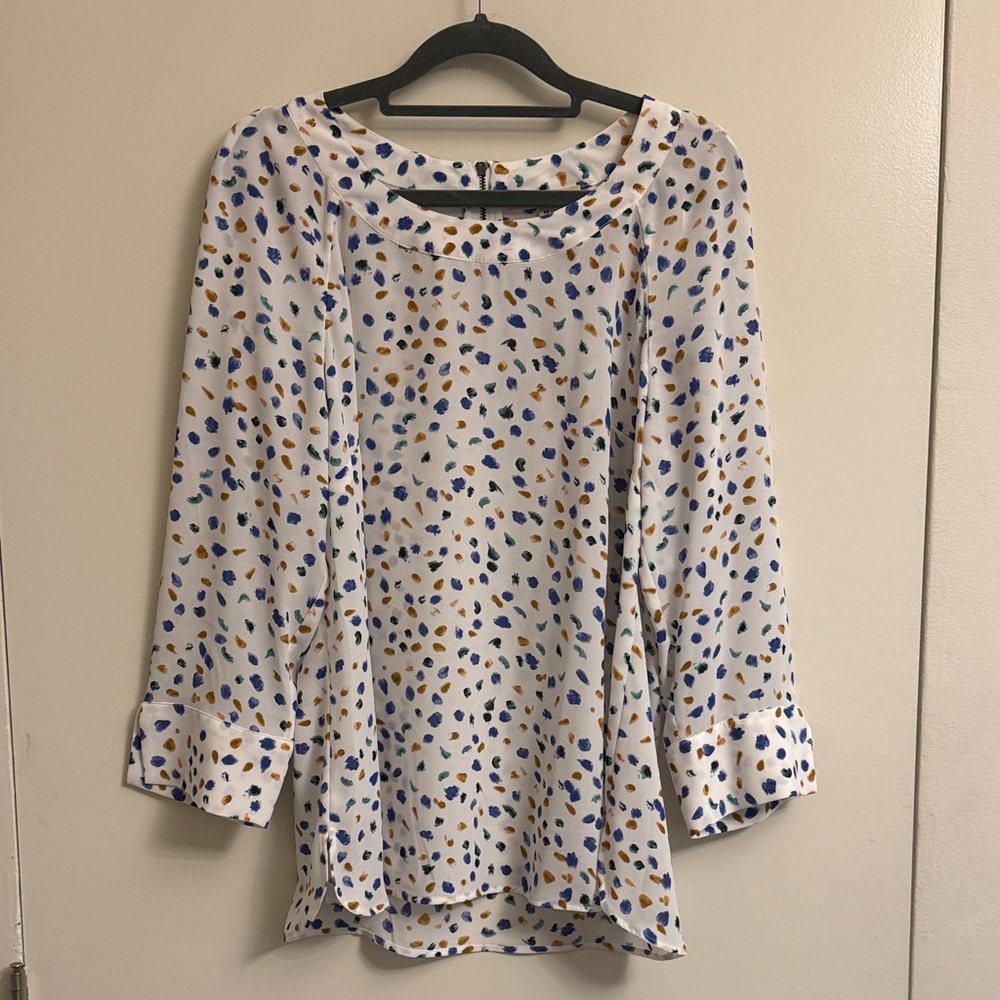 Elegant White Blouse with Multicolor Accents